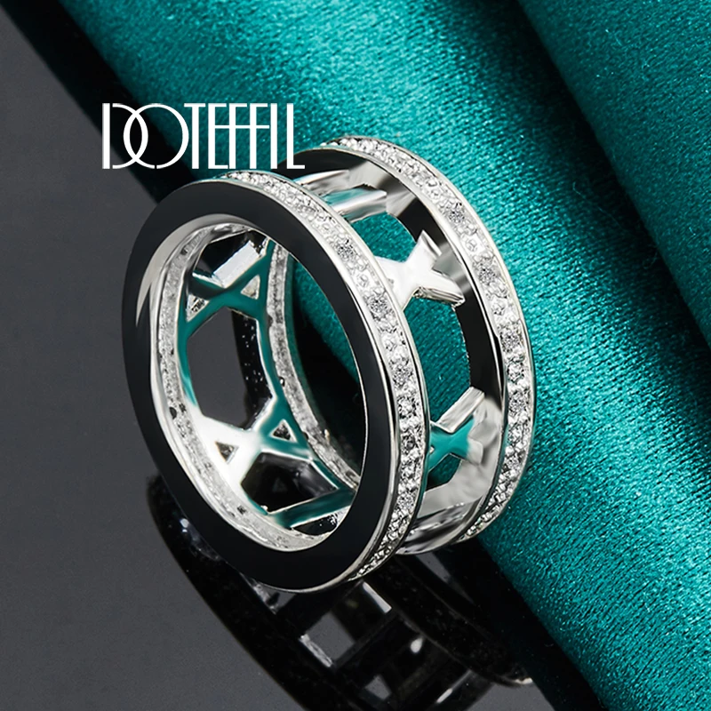 Кольцо DOTEFFIL из стерлингового серебра 925 пробы с римскими цифрами и фианитами