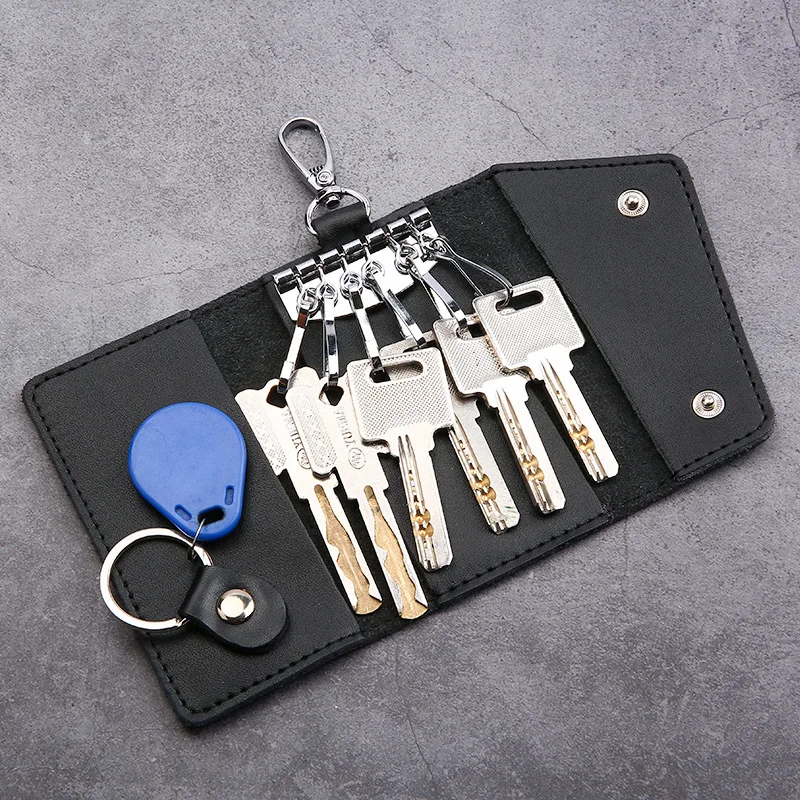 

Men's Car Keys Wallets Genuine Cowhide Leather Male Key Holder Organizer Housekeeper Keychain Purse Key Ring Bag Keys Case Pouch