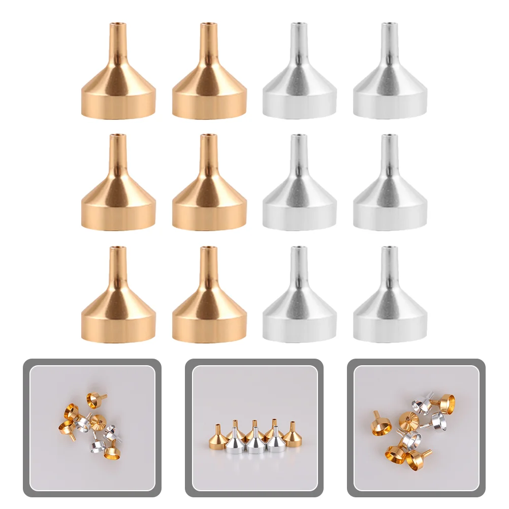 

12Pcs Dispensing Funnel Bottle Refill Funnel Mini Metal Funnels Refill Tools
