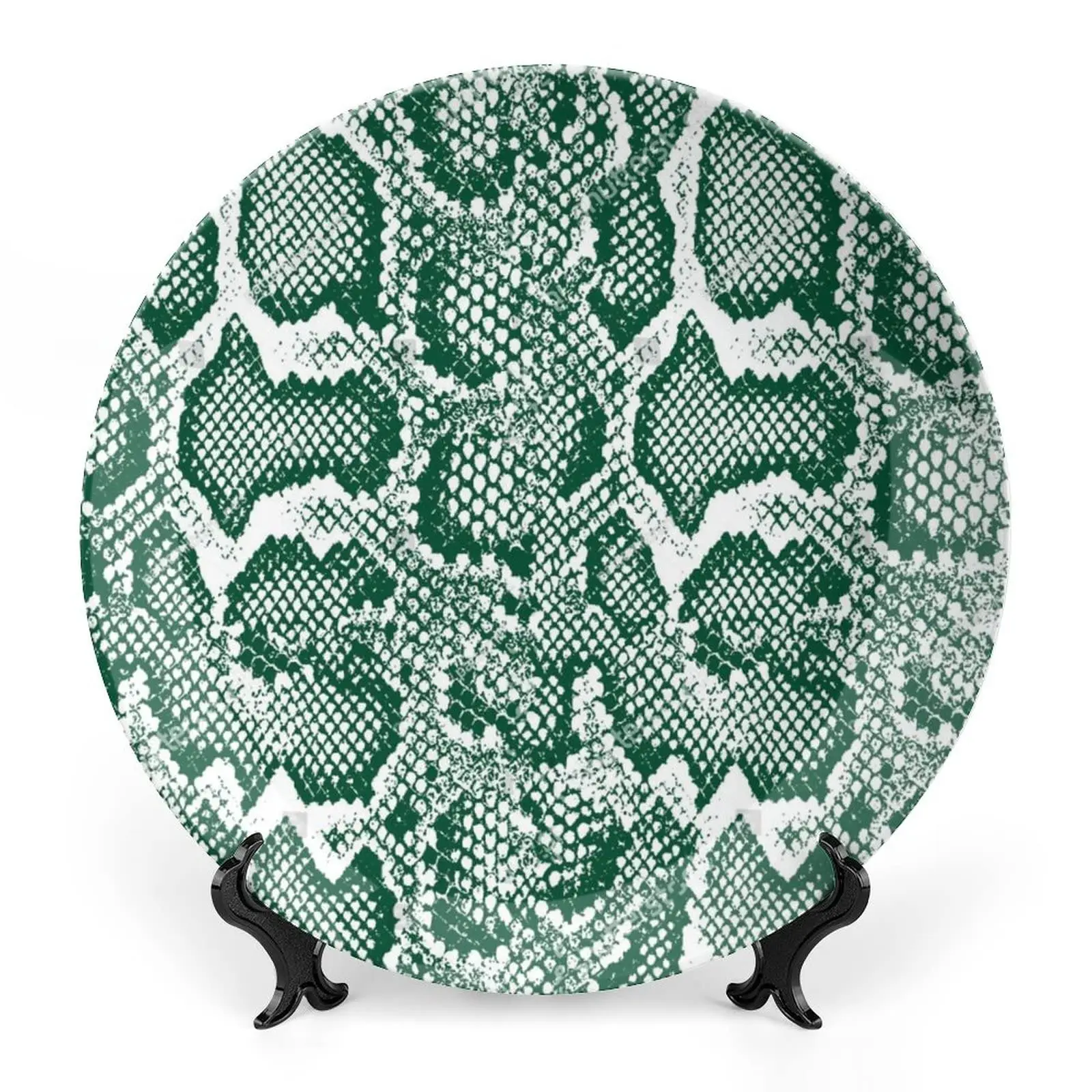

Cool Snake Skin Pattern Ceramic Decorative Plates with Display Stand Wobble-Plate Household Plates for Decor Ornaments Plates