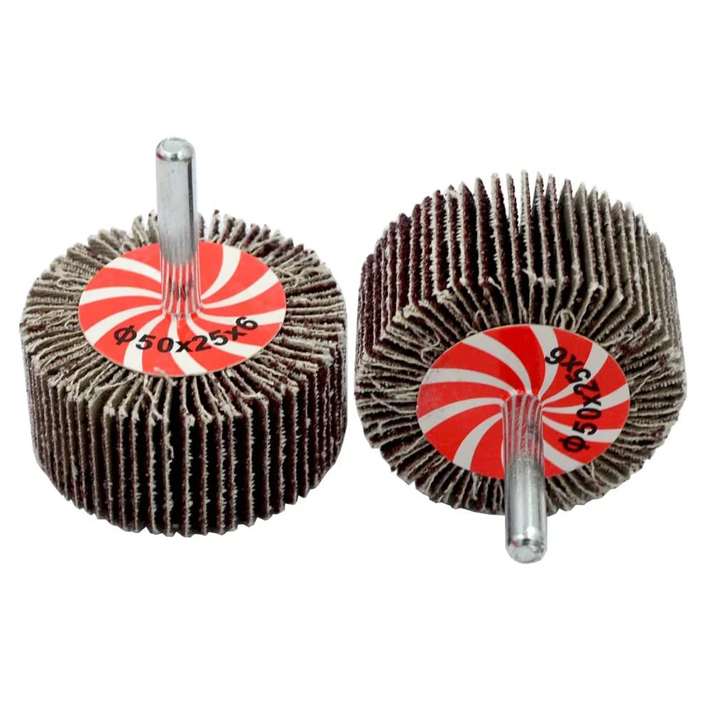 

6 Packs 2 Inch 80 Grit Abrasive Mounted Flap Wheel Sander 1/4 Inch Round Shank Sanding Wheel