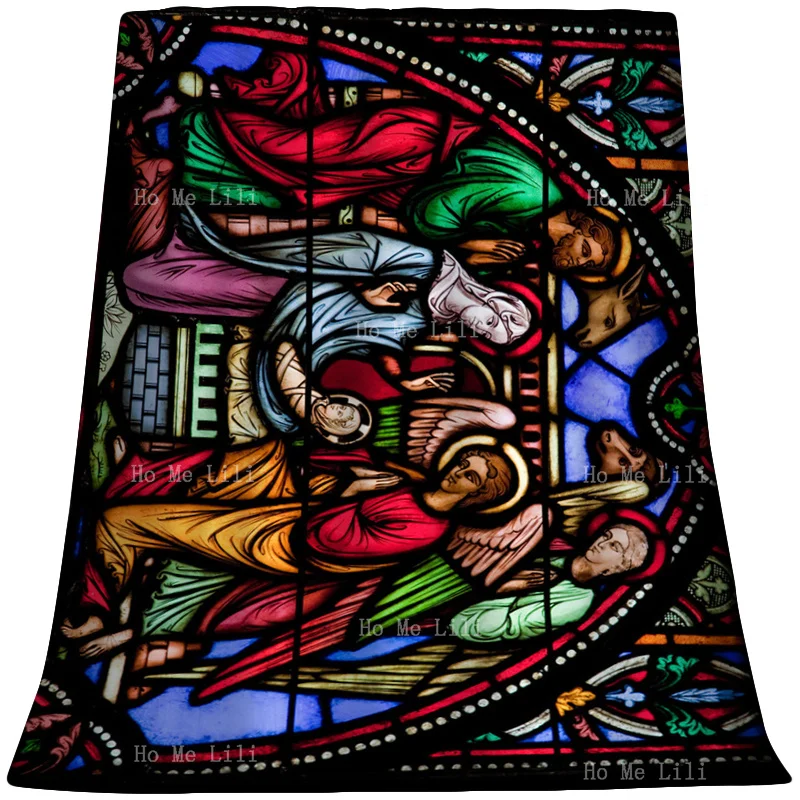 

Stained Glass Window Flannel Blanket Silver Dollar City The Celebration Of Imminent Jesus Birth Christ Holy God Son Throw