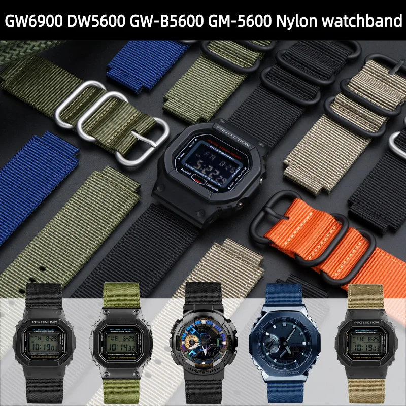 

Adapting for G-SHOCK Casio GW6900 DW5600 GW-B5600 GM-5600 series nylon strap accessories Outdoor sports canvas watchband