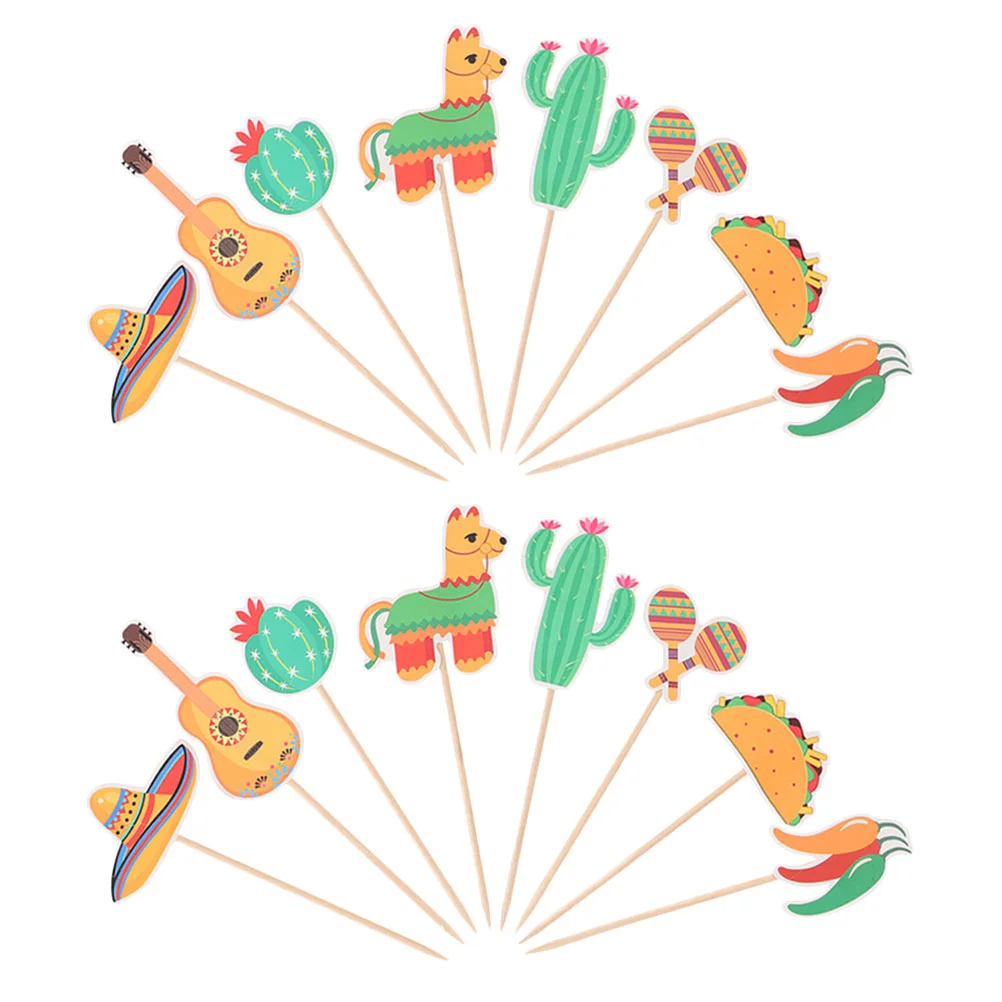 

16pcs Mexican Party Cupcake Picks Carnival Party Cake Decorations Cake Adorns