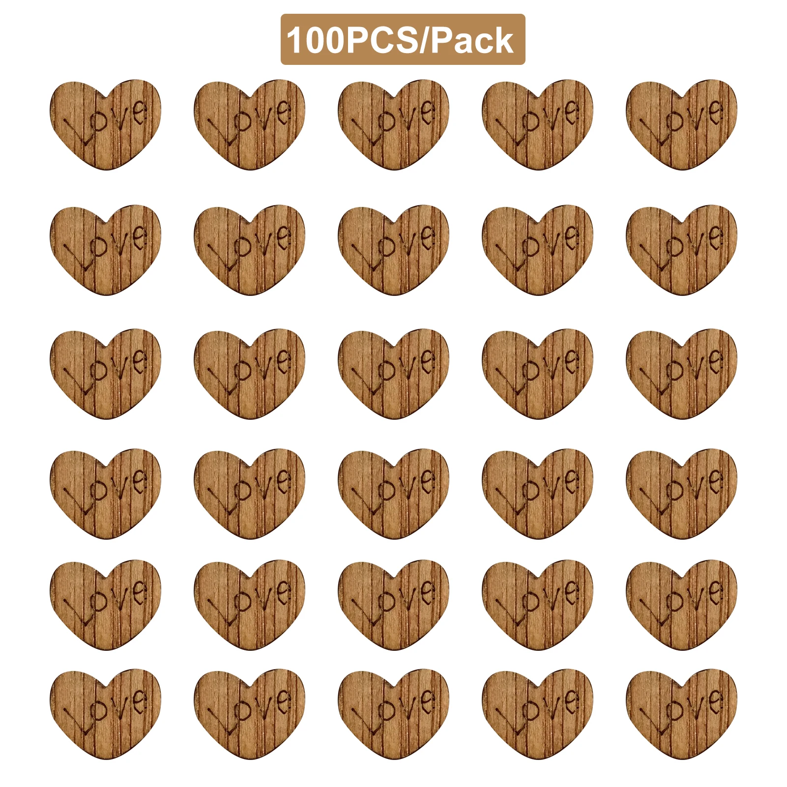 

100pcs Wood Slices Embellishments Rustic DIY Craft Love Heart Shape Natural Wedding Decor Small Cute Home Table Scatter Party
