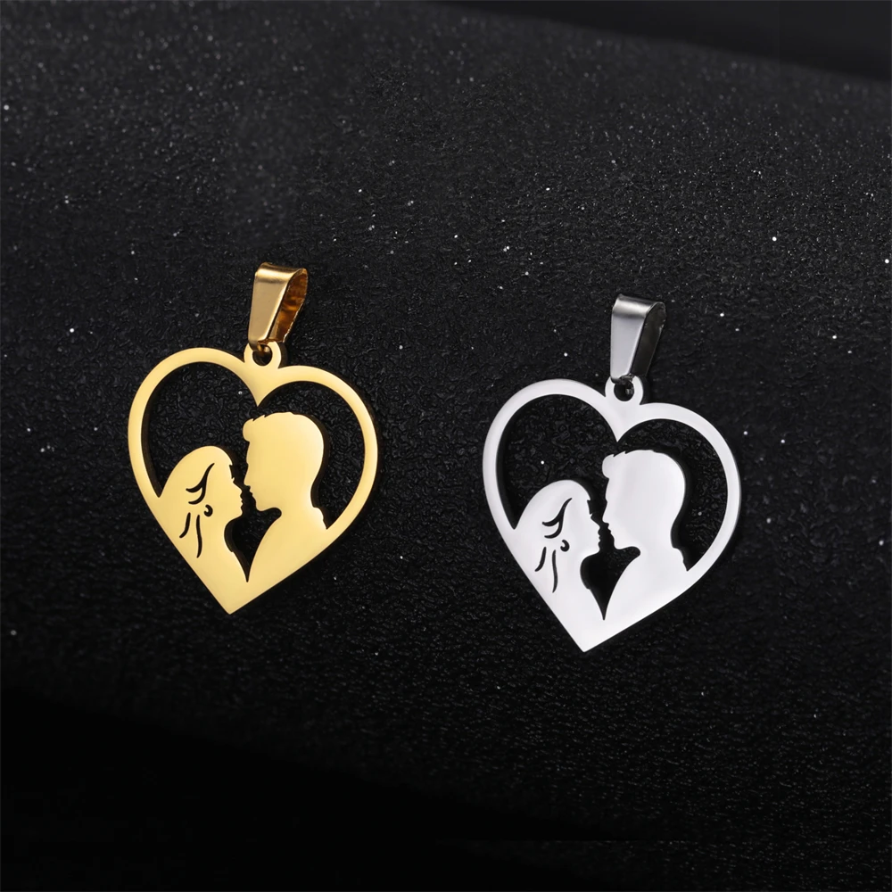 

5pcs/Lot Romantic Lovers Pendants Accessory Stainless Steel Love Hearts Charms For Jewelry Make Diy Women Necklace Earring Charm