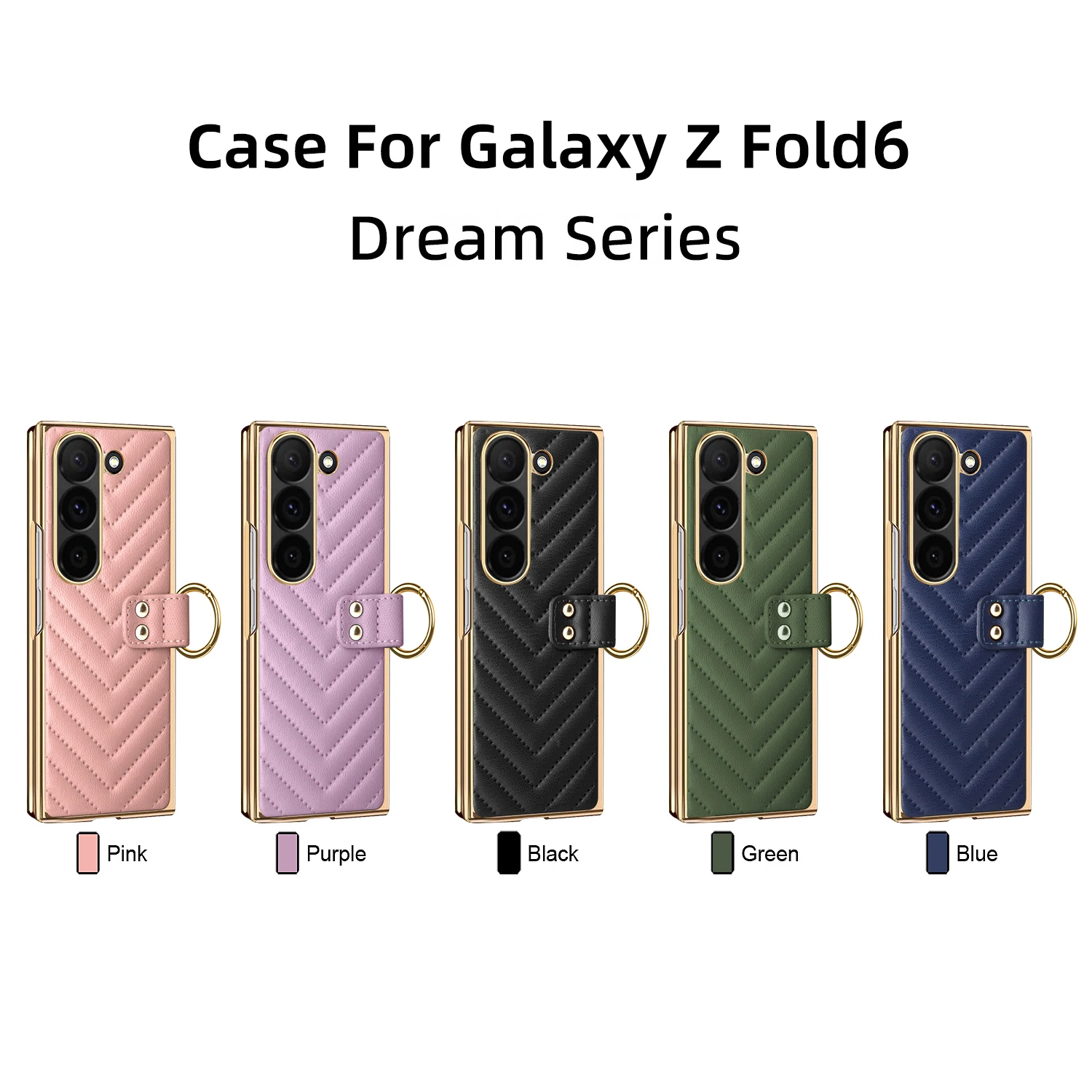 Чехол VIETAO Green galaxy z fold 6 Женский кожаный чехол-рамка для мобильного телефона с