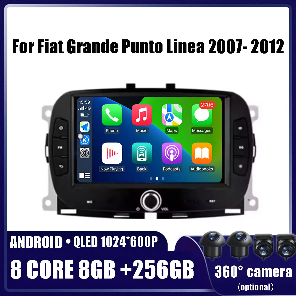 Для FIAT 500 2016 2017 2018 2019 ОС Android WIFI 4G Авто Автомагнитола Carplay Стерео GPS Навигация DSP 7