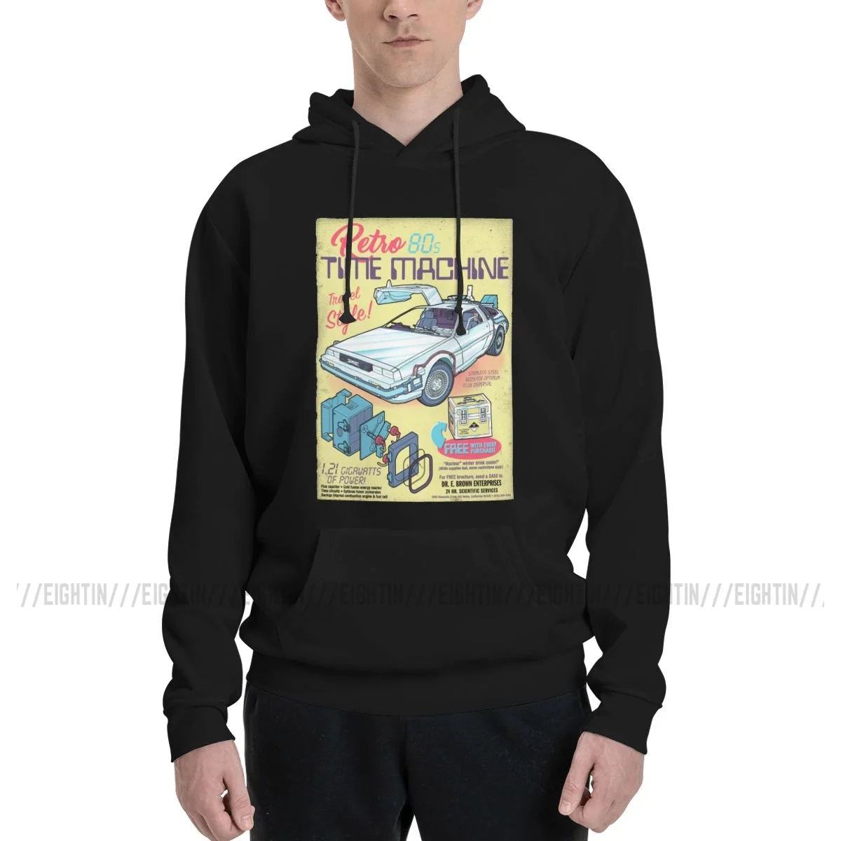 

Retro Time Machine Brown Back To The Future Hoodie Men Women Street Marty Mcfly Doc Brown Flux Delorean Clock Tower