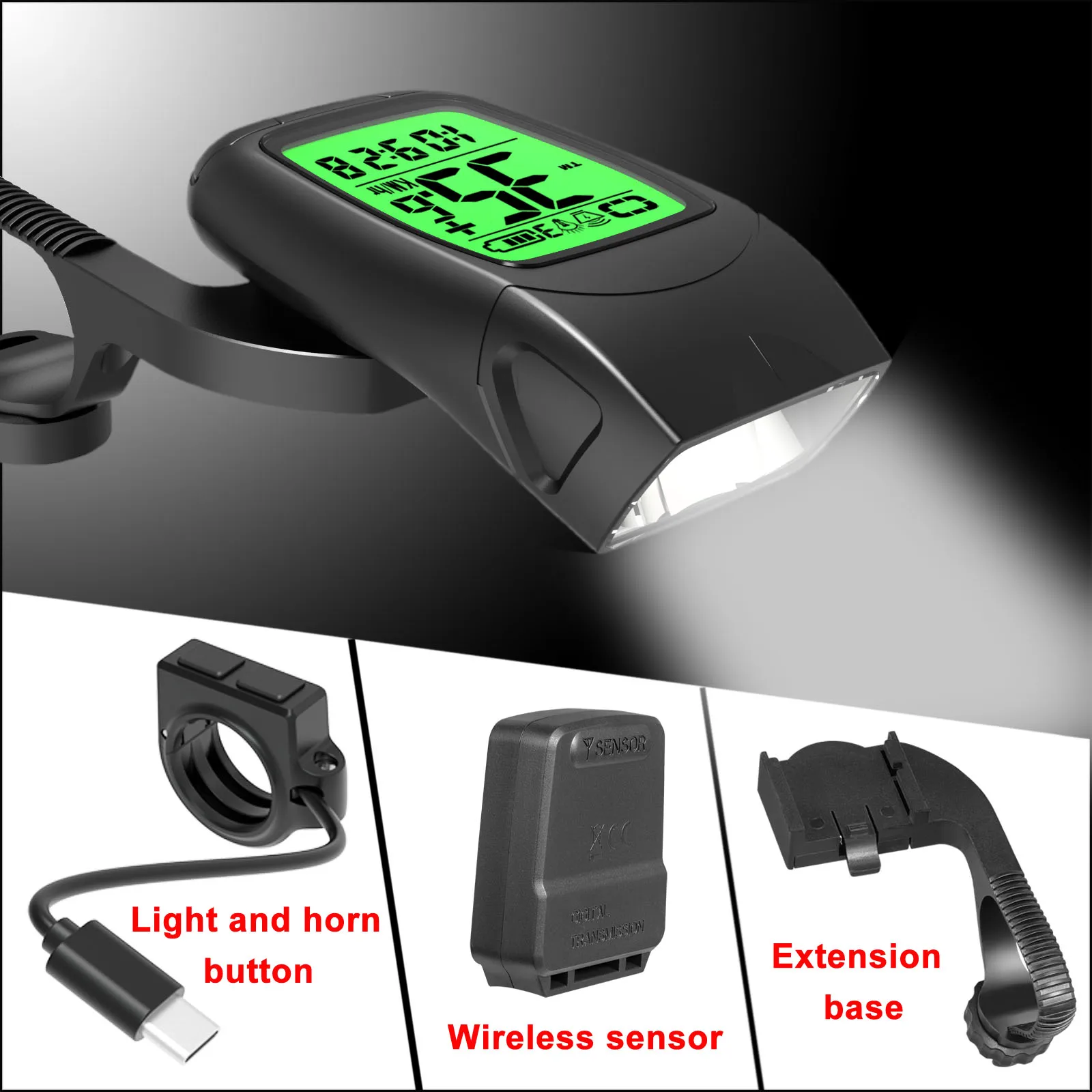 

Bicycle Light /Computer /Horn combination USB Bike Flashlight LED Odometer Outdoor cycling assembly MTB accessories Accent lamp