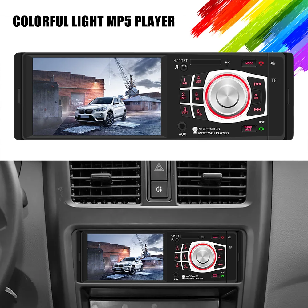 

Автомагнитола с поддержкой FM, TF, USB, AUX, 4,1 дюйма, 12 В, 4012B