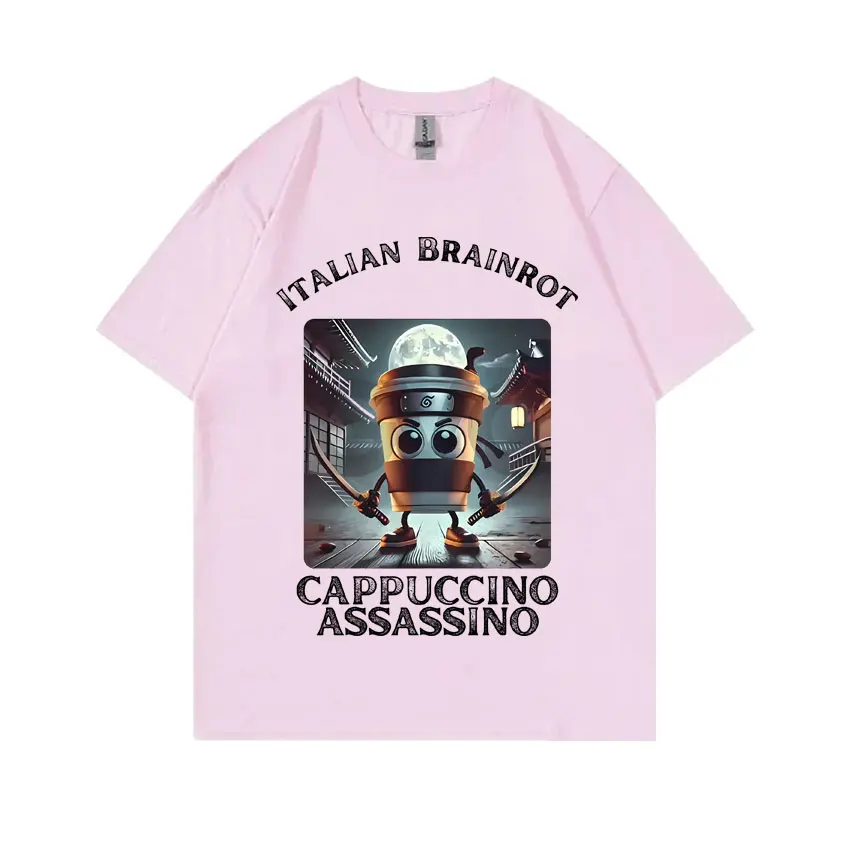 Итальянская футболка Brainrot Cappuccino Assasino, забавная футболка с мемом для мужчин и женщин, повседневная футболка с шуткой и юмором, винтажные футболки унисекс большого размера (art.: 3920cdc45bc90) - 3920cdc45bc90