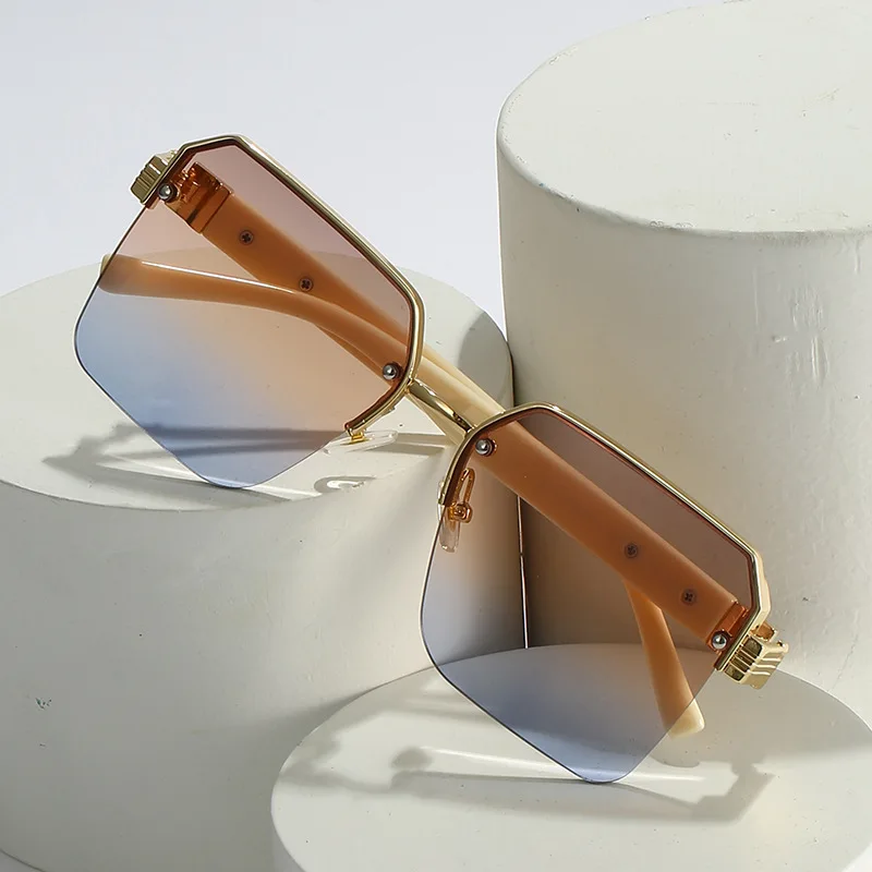 

Модные аристократические солнцезащитные очки с металлической полуободковой оправой женские уличные трендовые мужские модели роскошные классические черные солнцезащитные очки