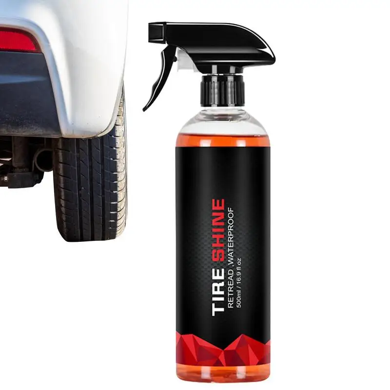 

Tire Shine Spray 500ml Long Lasting Tire Shine Rain Resistant Make Faded Tires Look New Refurbishing Agent Auto Washing