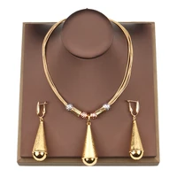 african jewelry sets fashion water drop gold plated earrings and pendant necklace set for dubai weddings nigerian accessories