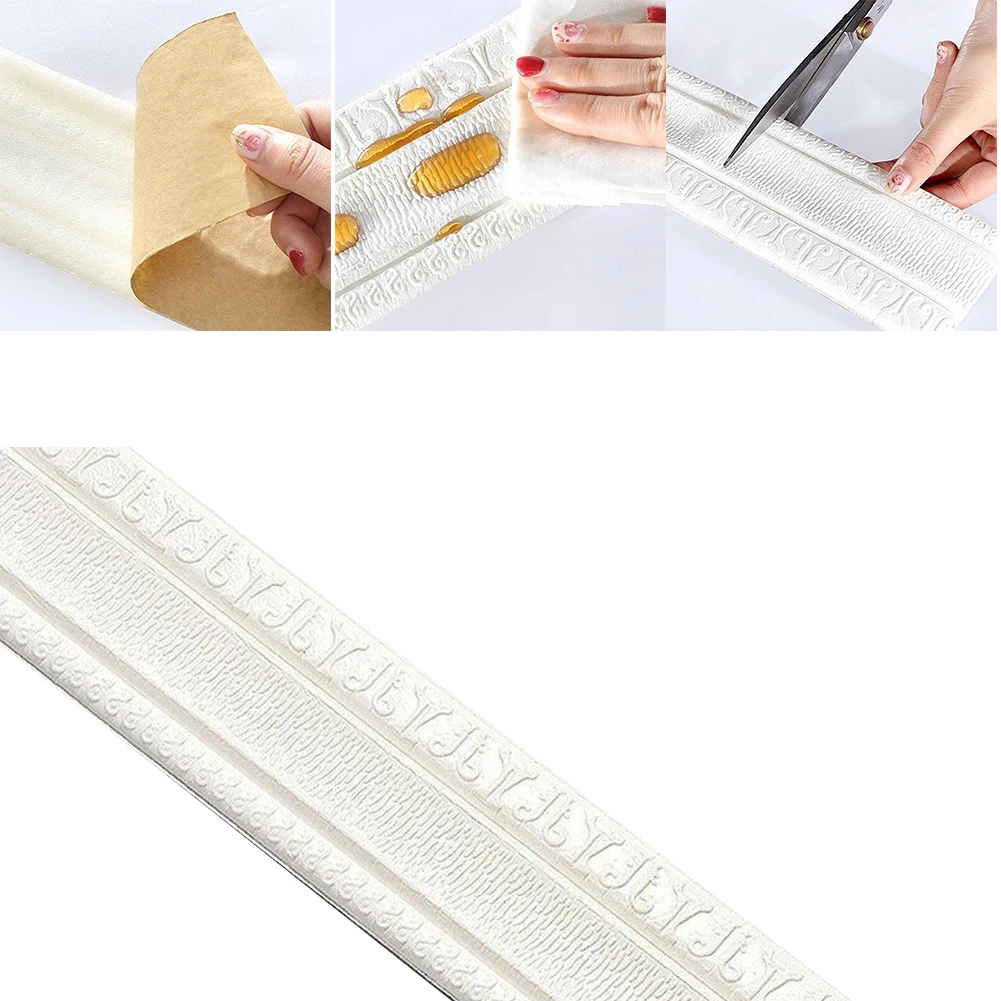 

2.3M 3D Self Adhesive Wall Trim Line Skirting Border Wallstick Foam Molding Trim Door Frame Sill Decoration Anti-collision Stick