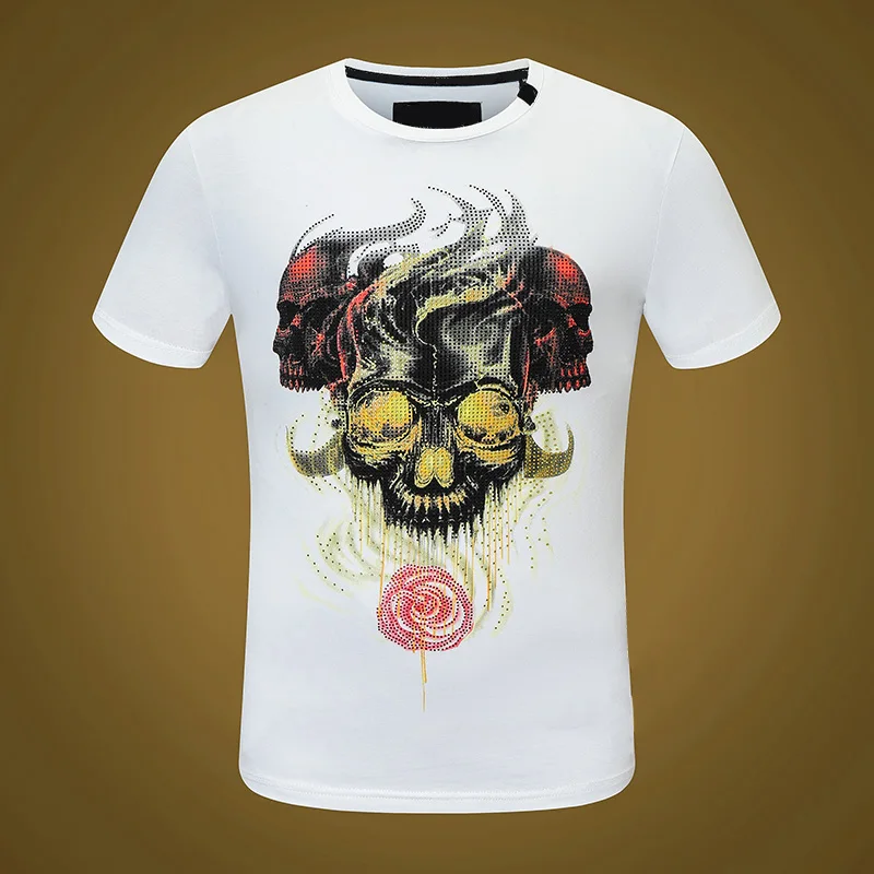 

Стразы, летняя мужская футболка с коротким рукавом, Хлопковая мужская футболка, Мужская Уличная одежда 08