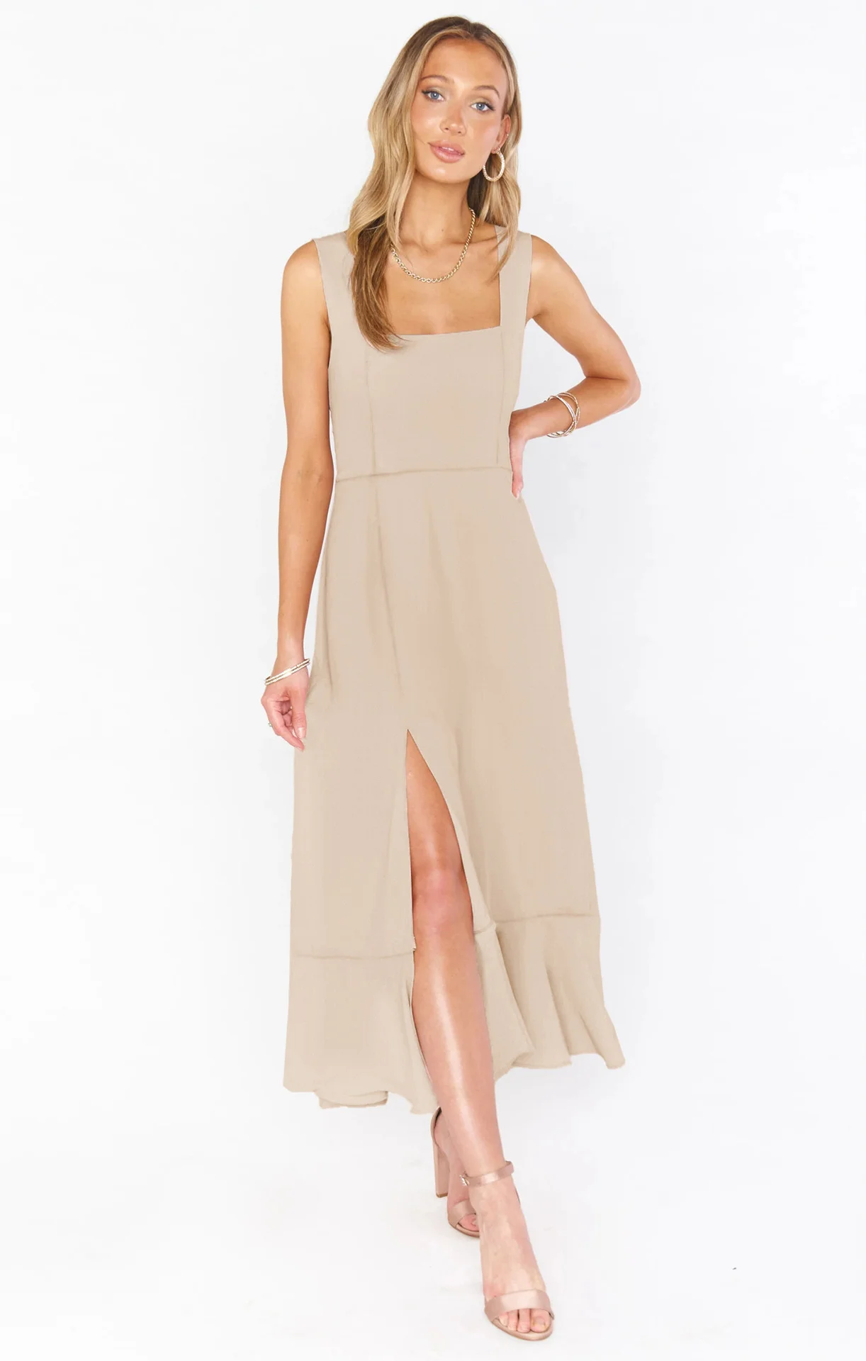 

Shuanika New elegant and fashionable women's dress in summer tied rope temperament split dress French high sense tops skirt