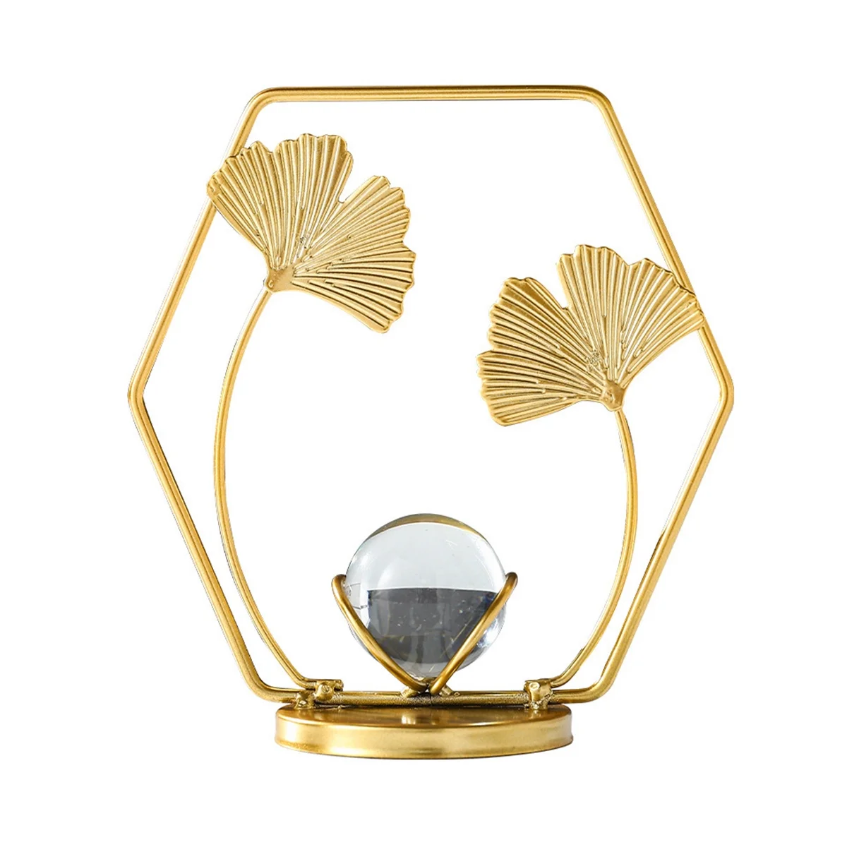 

Ginkgo Biloba Crystal Ball Ornaments Living Room Office Wrought Iron Decoration European Decorative Metal Crafts