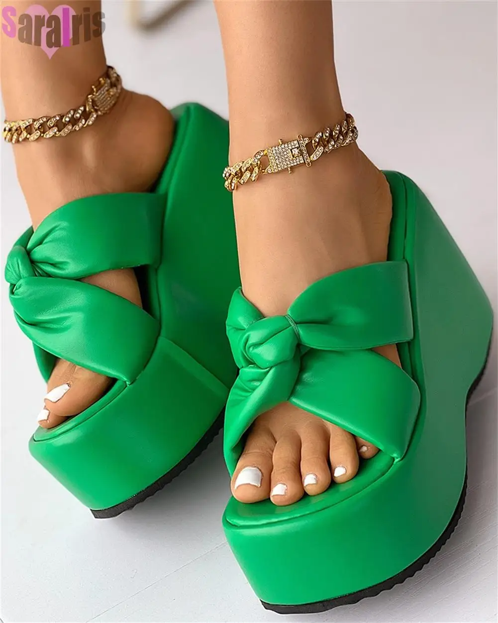 Wedges High Heels Women's Sandals Platform Summer Shoes For Woman Big Size 43 Slip On Mules Street Ins Sandals Women Flip Flops