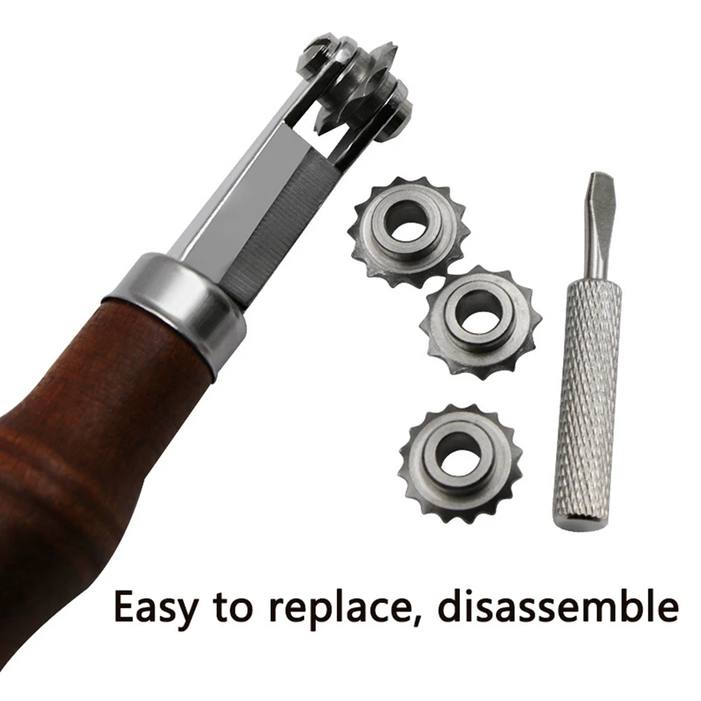 

Durable Leather Craft Kit Spacing Wheel 1 Set 14.5cm/5.71\" Long 2.6cm/1.03\" Diameter 3-6mm For Auxiliary Punch