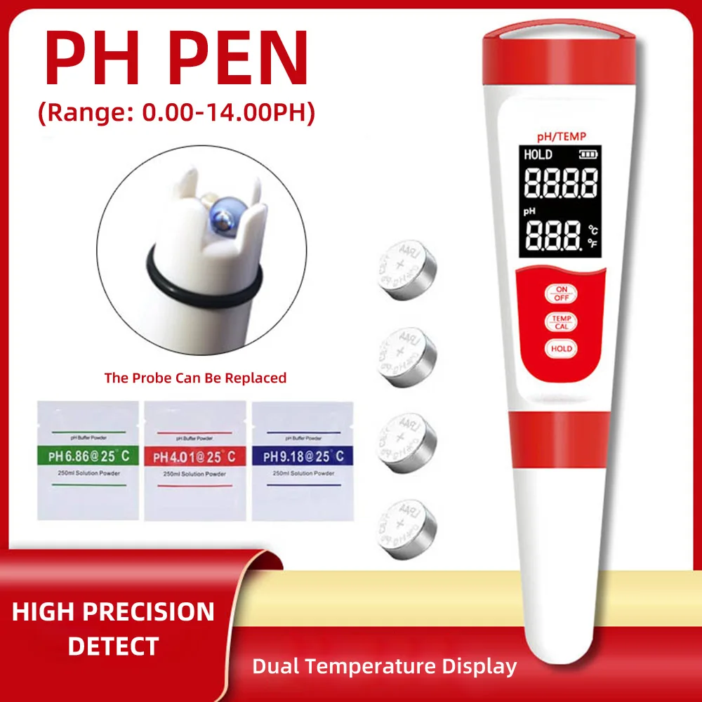 

PH Meter 0.01 High Precision for Water Quality Tester with 0-14 Measurement Range Suitable Aquarium Swimming Pool