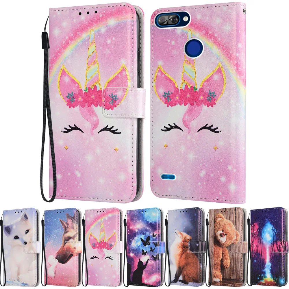Чехол для Itel A46 A47 A48 A52 Lite S15, симпатичный кожаный чехол-кошелек для Itel P36 Pro P37, чехол с единорогом и цветами
