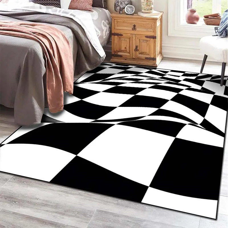 Черно-белый коврик с узором для гостиной спальни прикроватный напольный ванной 15