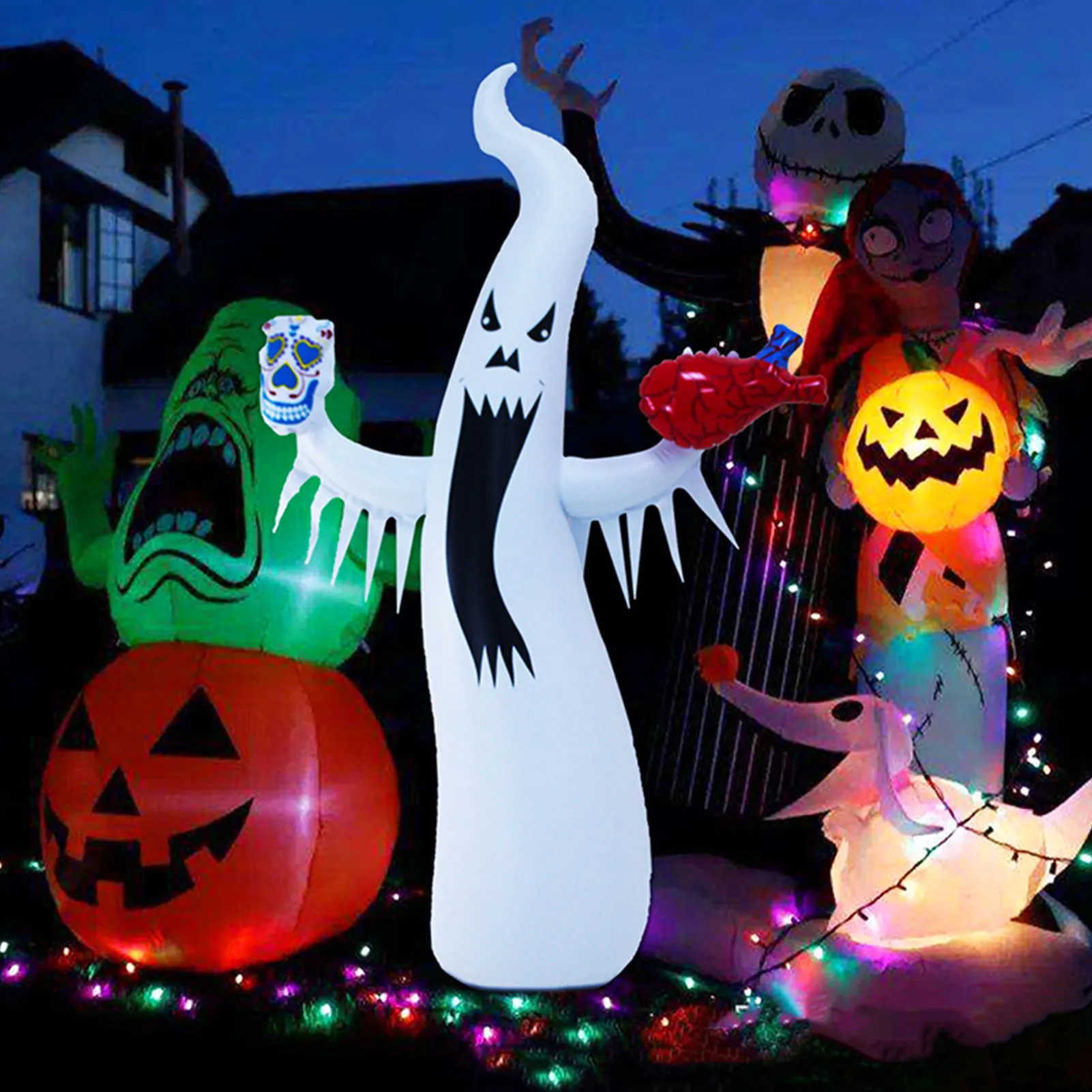 

Halloween Inflatables Creepy Ghost Evil So-ul 6.5 Ft Spooky Outdoor Decorations Blow Up Ghost With Burning Fire Flam Party Toys