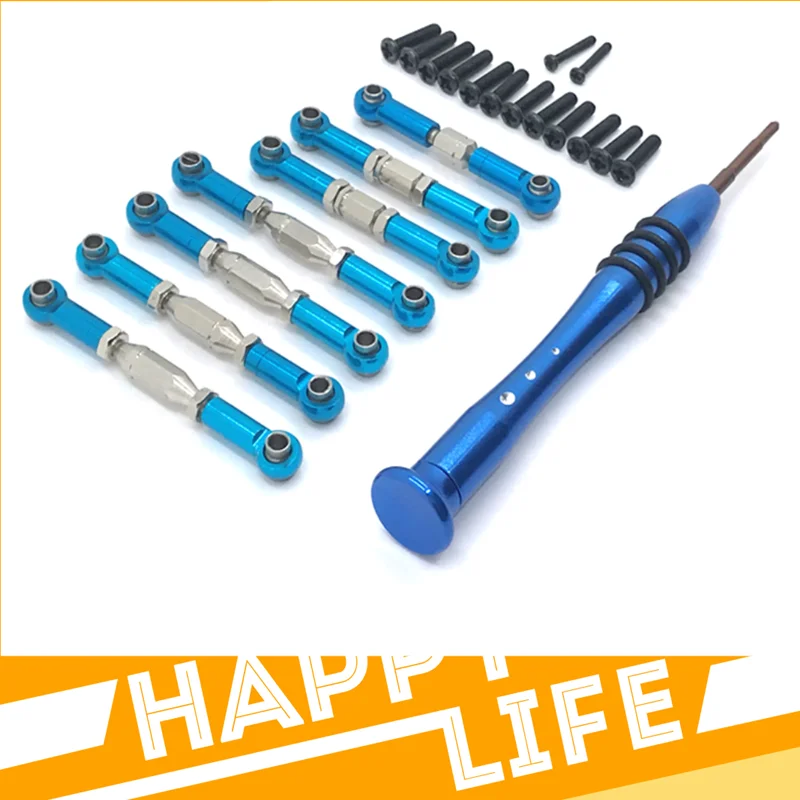 

Metal Upgrade Retrofit 7PCS Pull Rod + Screwdriver For WLtoys 144010 144001 124016 144002 124017 124018 124019 RC Car Parts