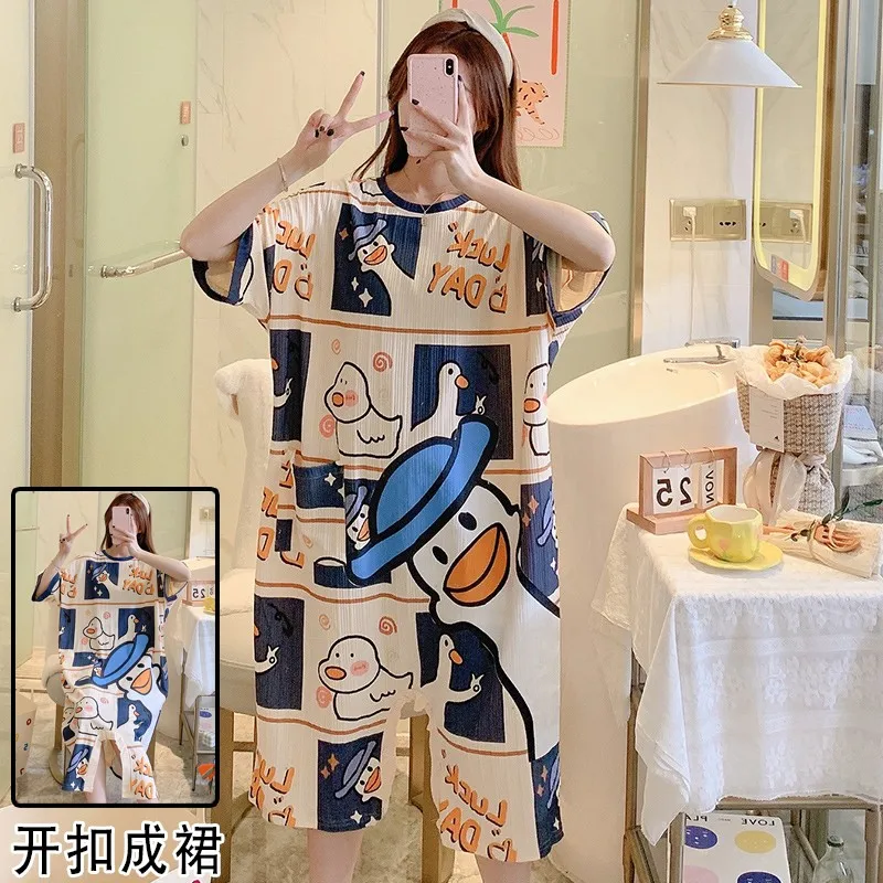 Onesie pajama for women Summer cotton nightdress female princess plus size short-sleeved jumpsuit