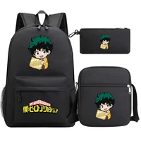 3pcsset cute ochaco backpack my hero academia school bag for boys girls mha shoulder bag pencil case