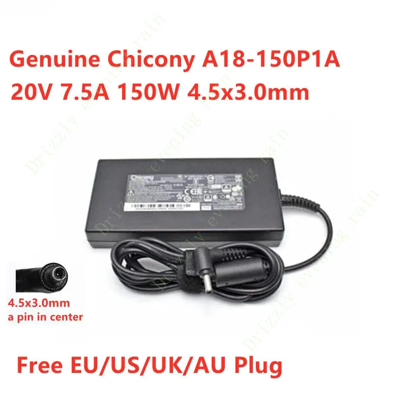Подлинный тонкий адаптер переменного тока Chicy a18-150p1a 20 В 7 5 А 150 Вт 4 5x3 0 мм a150a039p для