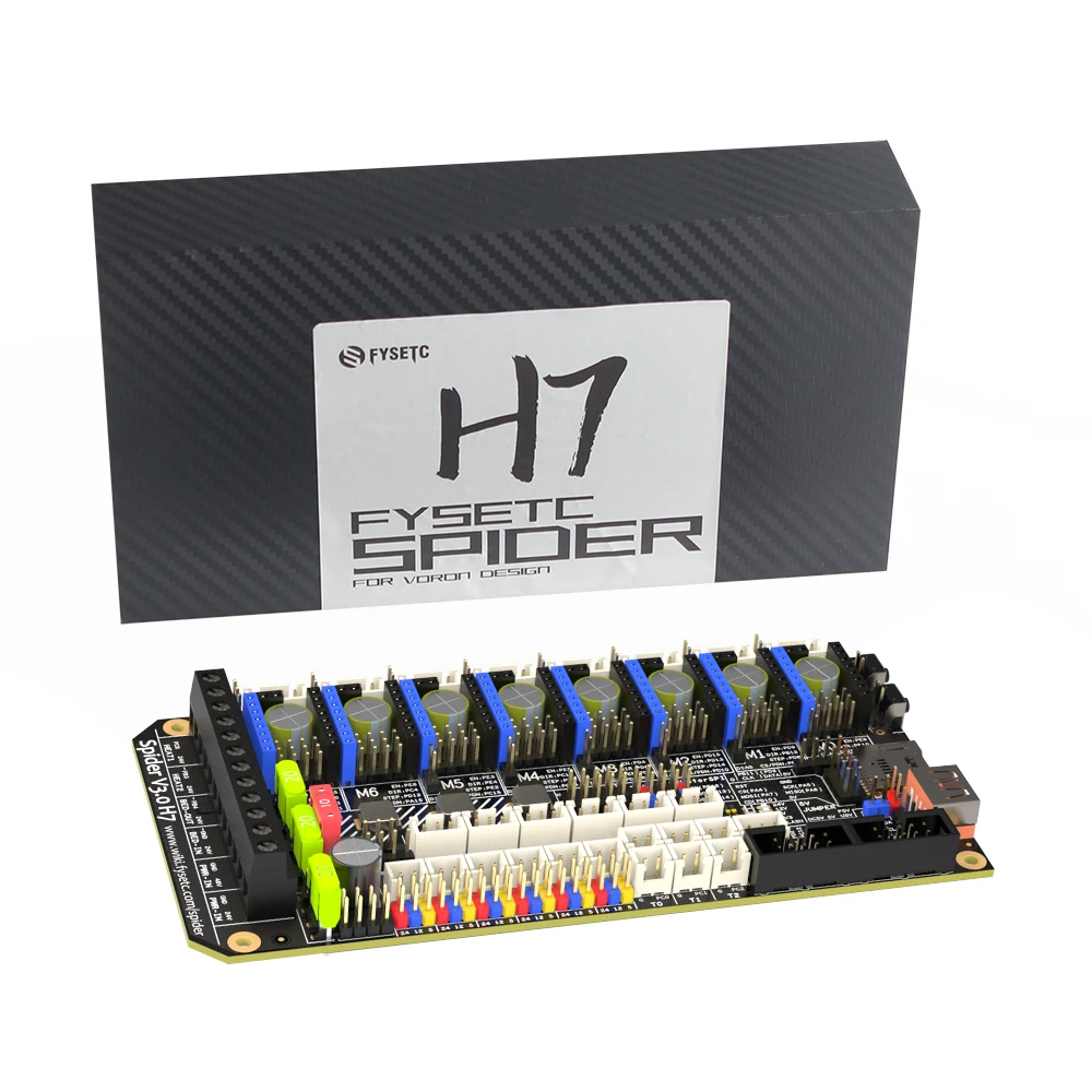 Фото FYSETC Spider V3.0 H7 32-битная материнская плата привода 24 В/48 В дополнительная плата питания 8-осевая TMC5160T TMC2209 Высокоскоростная для Voron №5