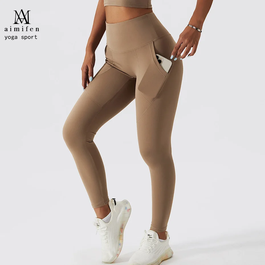 Women Sports Pants High Waist Fitness Yoga Legging Side Pockets Plush Warm Long Tights Leggings Running Trousers Activewear