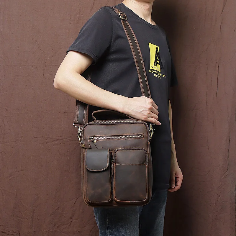 genuine leather men's crossbody bag Men's Handbags Handmade Men's Briefcase Men's Shoulder Bag Casual Laptop bag