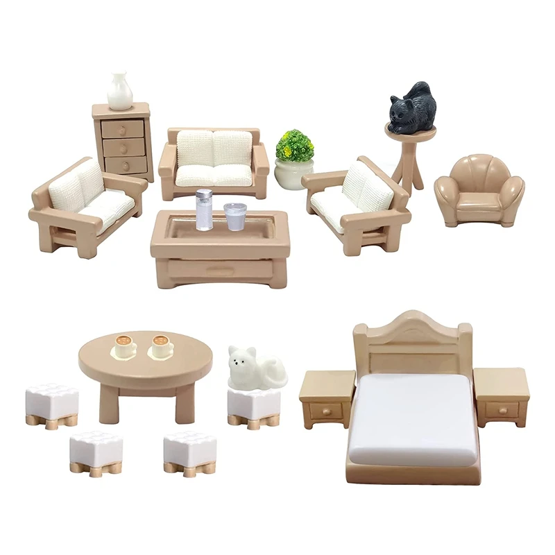 

23PCS Dollhouse Furniture Set Mini Furniture Kit Dollhouse Furniture Mini Furniture Accessories For Kid Gifts Model Toy