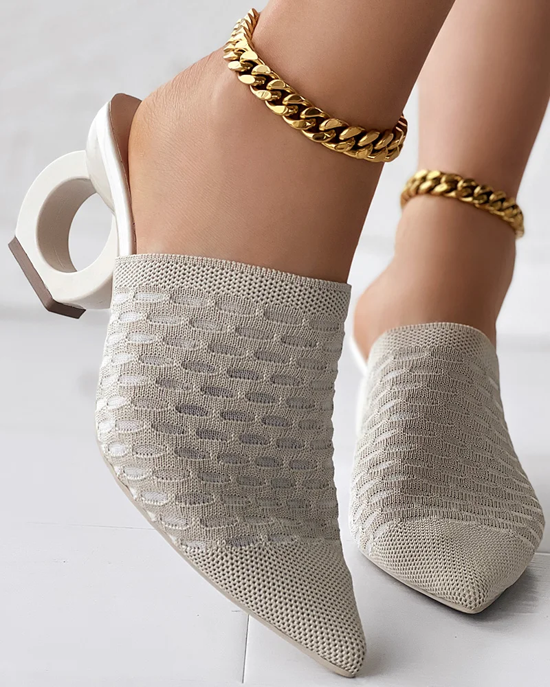 

Women Shoes Elegant Solid Color Point Toe Going Out Fashion Sandals Colorblock Breathable Point Toe Slides Chunky