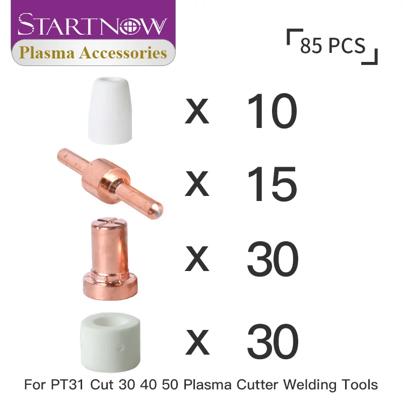 Startnow 85PCS PT-31 Plasma Consumables Kit PT31 LG40 Nozzle Shield Long Electrodes Shunt Torch Cutter Accessories - купить по