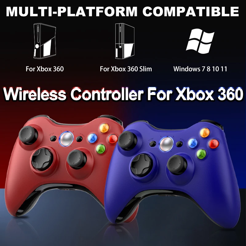 Фото Беспроводной геймпад 2,4G для Xbox 360, геймпад для ПК, игровой пульт дистанционного управления с двойной вибрацией, поддерживает геймпад с 6 осями для Microsoft и Windows №1