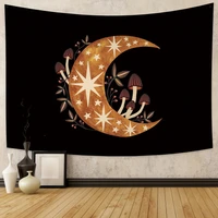 mushroom moon black tapestry wall hanging bohemian psychedelic wall decoration beach towel polyester yoga blanket