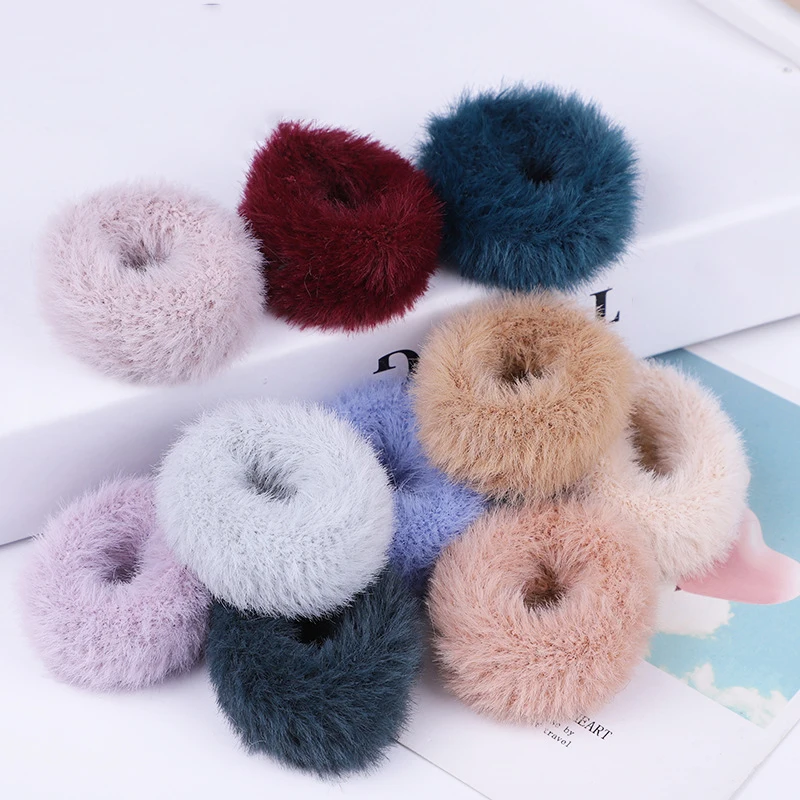 

2Pcs New Mink Fur Elastic Hair Rope Scrunchie Women Girls Hair Rubber Bands Gum Ponytail Holder Hair Accessories