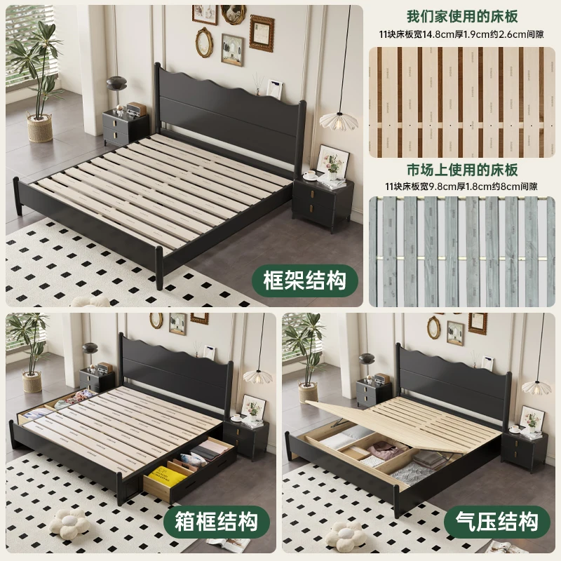 Итальянский стиль модная кровать 180x200 см главная спальня массив дерева черная