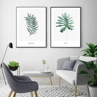 nordic monstera leaves painting modern green bamboo fern posters canvas art prints wall art pictures for room home decoration