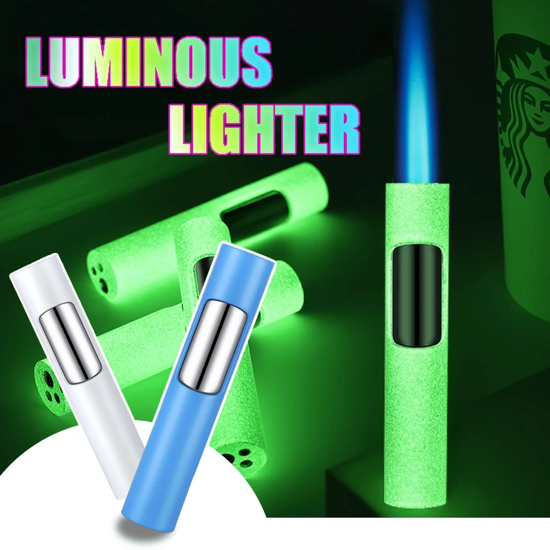 

NEW Luminous Gas Lighter Windproof Cigarette Cigar Butane Metal Body Inflatable Camping Gadgets Creative Gift