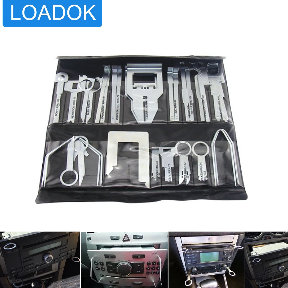 38 Pcs Car Stereo CD Radio Head Unit Audio Release Removal Tools Key Kit Fit for Benz Ford  VW Audi Pioneer Sony Kenwood