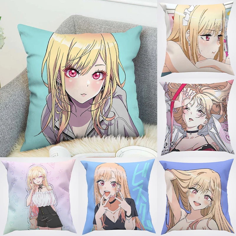 

Pilow Cases Kitagawa Marin Couple Pillow Pillowcases 50x50 Decorative Pillows for Sofa Car Decoration Cushion Cover Luxury Anime