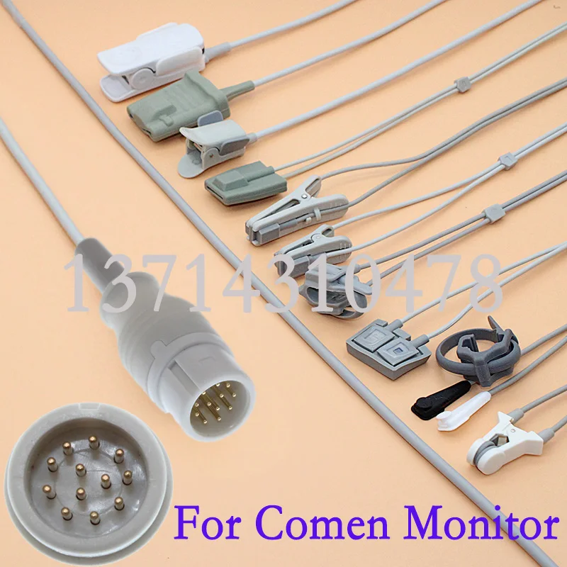 Совместим с монитором Comen C60 Star 8000 для пациента SpO2 Vital, монитор с белой розеткой 12P, Пульсоксиметр