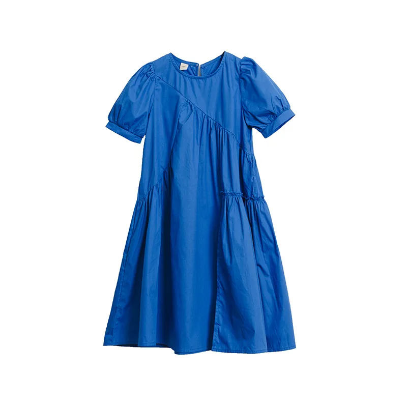 

MODX New Bow Blue Dress Children Cotton Clothing Girls Short-Sleeve 2023 Summer Dress Casual, #7293