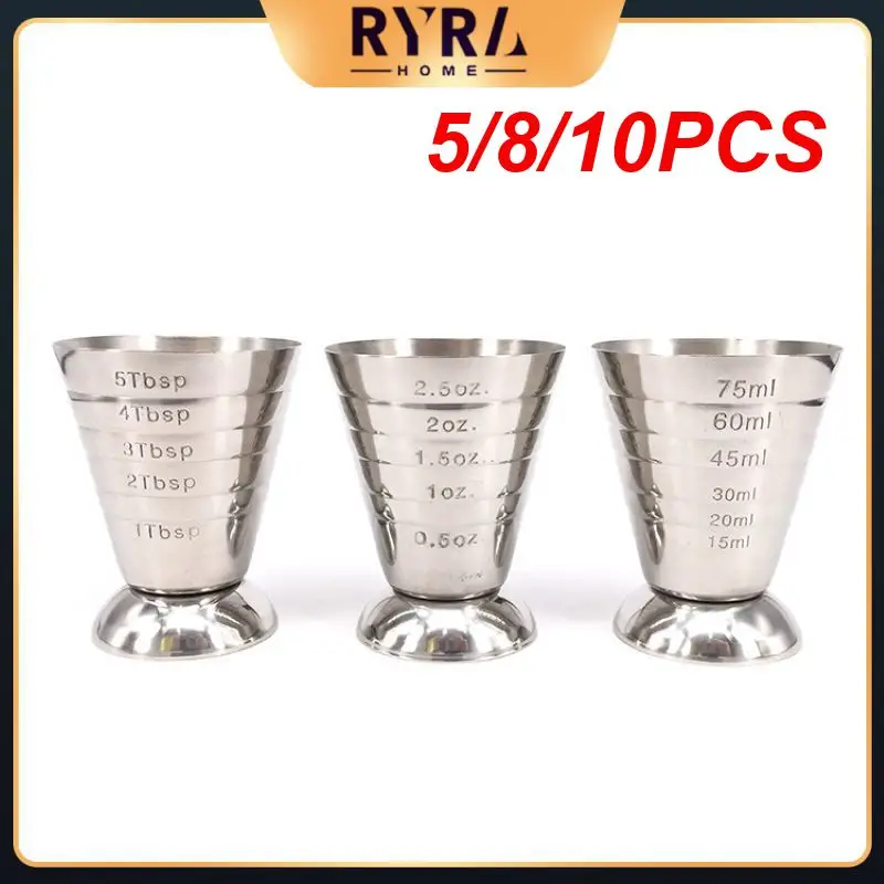 

5/8/10PCS Measuring Cup Cocktail Glass Universal 304 Ounce Cup Graduated Measuring Ring Stainless Steel